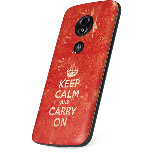 Keep Calm and Carry On Distressed Moto E5 Play Skin
