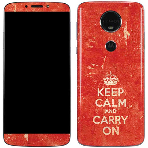 Keep Calm and Carry On Distressed Moto E5 Plus Skin