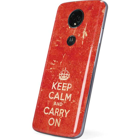Keep Calm and Carry On Distressed Moto E5 Plus Skin