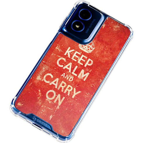 Keep Calm and Carry On Distressed Moto G 5G (2024) Clear Case