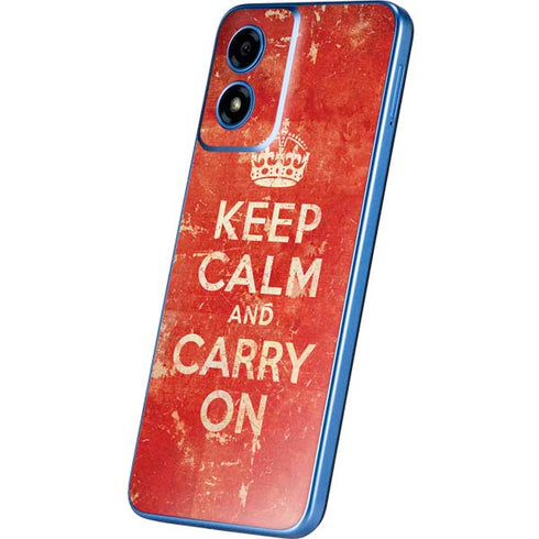 Keep Calm and Carry On Distressed Moto G Play 4G (2024) Skin