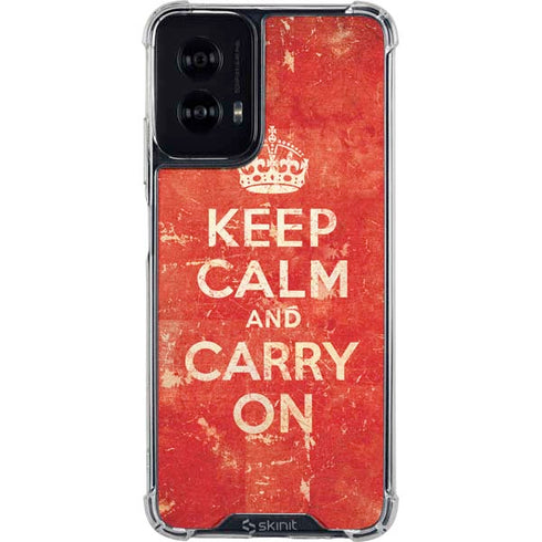 Keep Calm and Carry On Distressed Moto G Power 5G (2024) Clear Case
