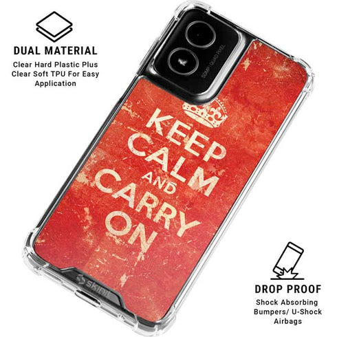 Keep Calm and Carry On Distressed Moto G Power 5G (2024) Clear Case