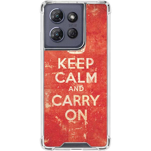 Keep Calm and Carry On Distressed Moto G Power 5G (2025) Clear Case