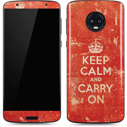 Keep Calm and Carry On Distressed Moto G6 Skin