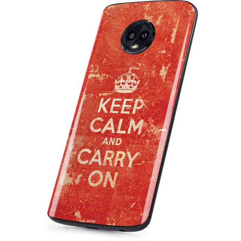 Keep Calm and Carry On Distressed Moto G6 Skin
