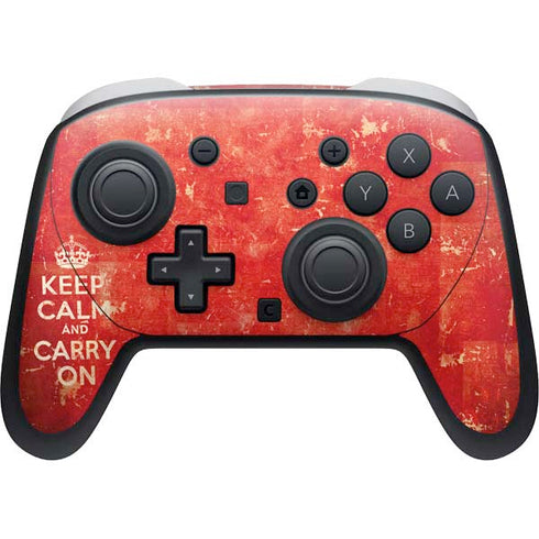 Keep Calm and Carry On Distressed Nintendo Switch 2 (2025) Pro Controller Skin