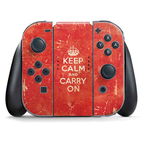 Keep Calm and Carry On Distressed Nintendo Switch (2017-2021) Joy-Con Controller Skin