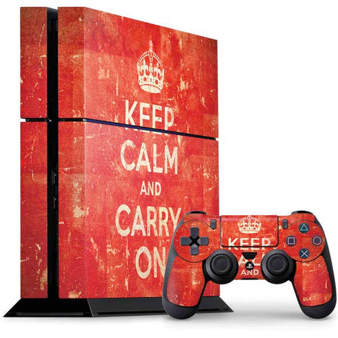 Keep Calm and Carry On Distressed PlayStation PS4 Skins