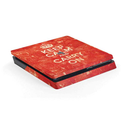 Keep Calm and Carry On Distressed PS4 Slim Skin