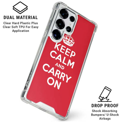 Keep Calm and Carry On Galaxy S25 Ultra Clear Case