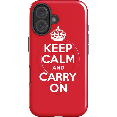 Keep Calm and Carry On iPhone 16 Magsafe Impact Case