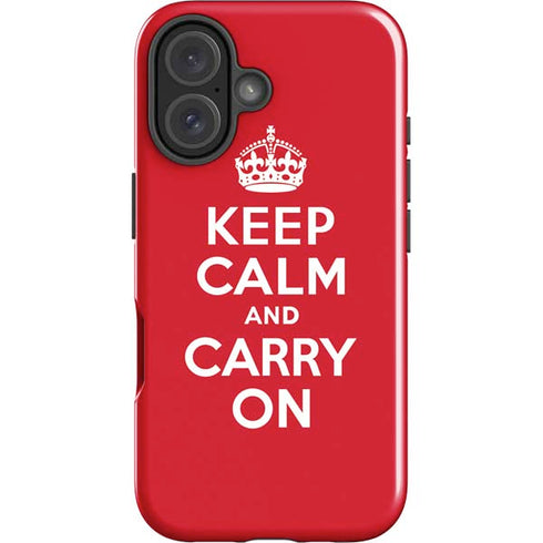 Keep Calm and Carry On iPhone 16 Plus Impact Case
