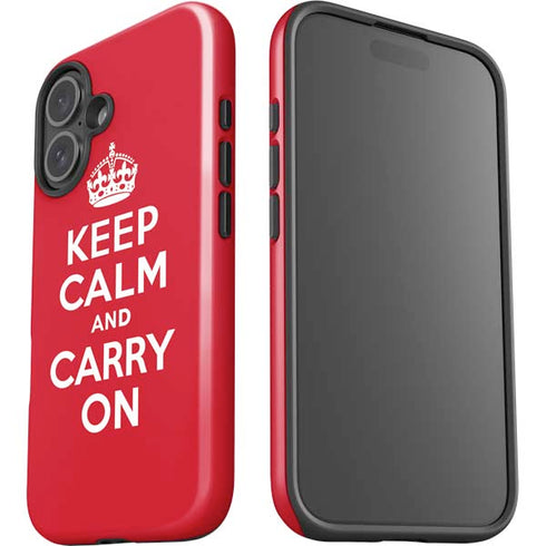 Keep Calm and Carry On iPhone 16 Plus Impact Case