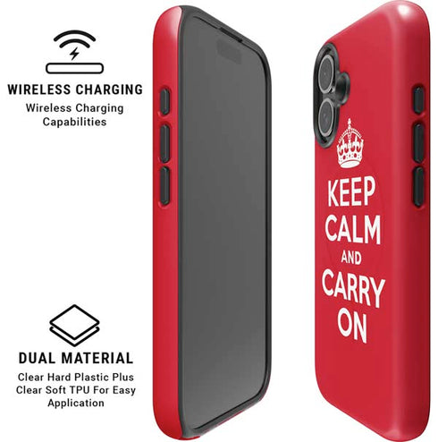 Keep Calm and Carry On iPhone 16 Plus Magsafe Impact Case