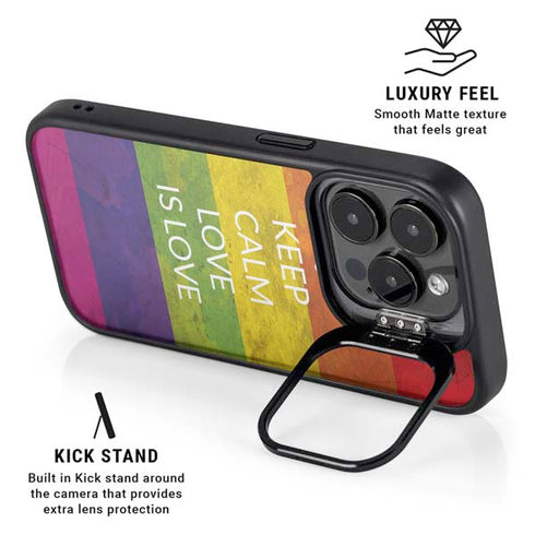 Keep Calm Love Is Love iPhone 13 Pro Kickstand Case