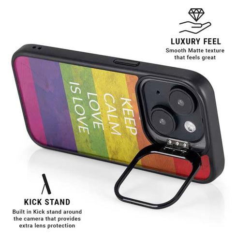 Keep Calm Love Is Love iPhone 14 Plus Kickstand Case