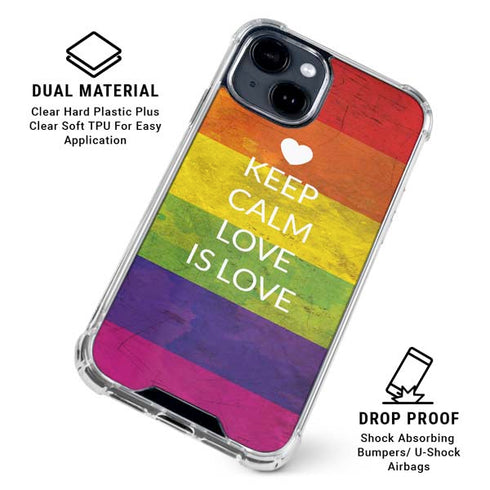 Keep Calm Love Is Love iPhone 15 Clear Case