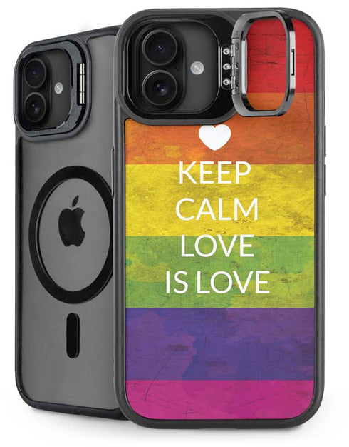 Keep Calm Love Is Love iPhone 16 Plus Kickstand Case