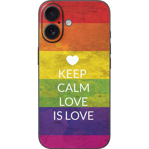 Keep Calm Love Is Love iPhone 16 Skin