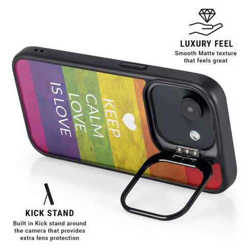 Keep Calm Love Is Love iPhone 16e Kickstand Case