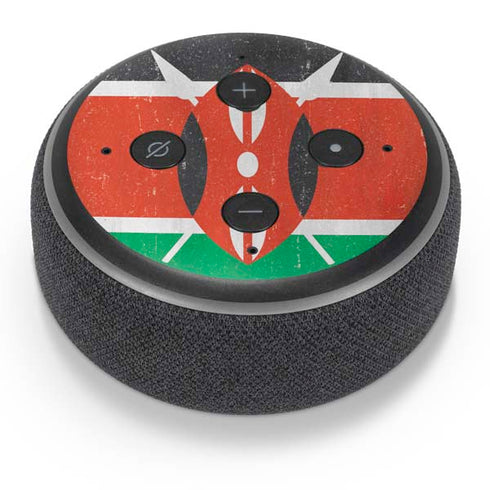 Kenya Flag Distressed Amazon Echo Dot Skin
