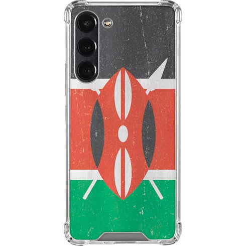 Kenya Flag Distressed Galaxy S24 FE Clear Case