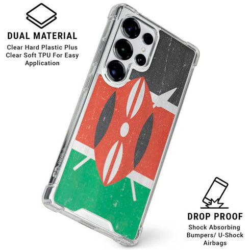 Kenya Flag Distressed Galaxy S25 Ultra Clear Case