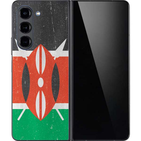 Kenya Flag Distressed Galaxy Z Fold5 5G Skin
