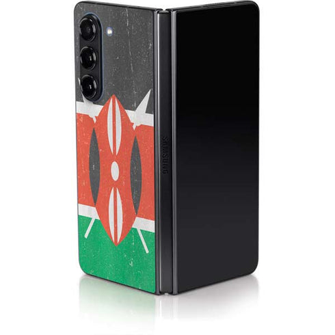 Kenya Flag Distressed Galaxy Z Fold5 5G Skin
