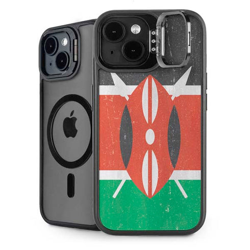 Kenya Flag Distressed iPhone 14 Plus Kickstand Case