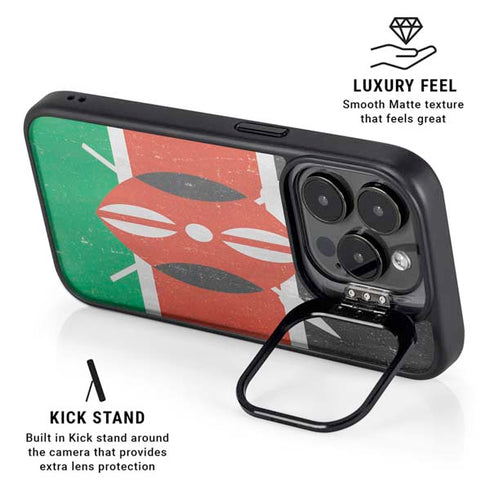 Kenya Flag Distressed iPhone 14 Pro Kickstand Case