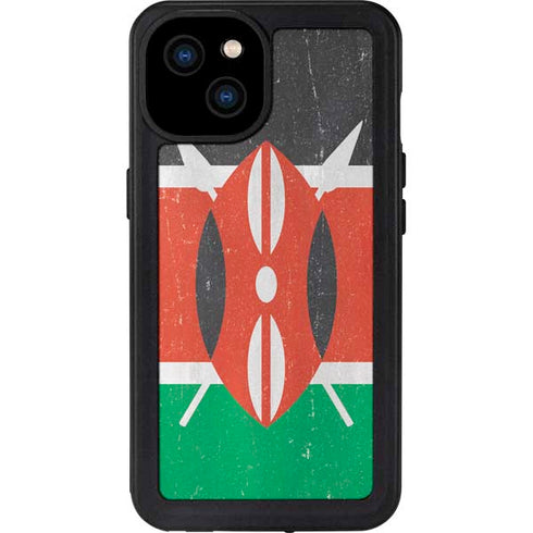 Kenya Flag Distressed iPhone 15 Plus Waterproof Case