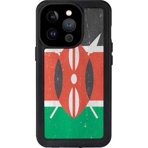 Kenya Flag Distressed iPhone 15 Pro Waterproof Case