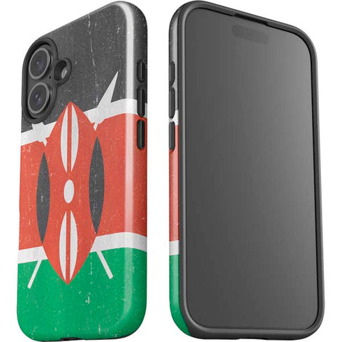 Kenya Flag Distressed iPhone 16 Impact Case