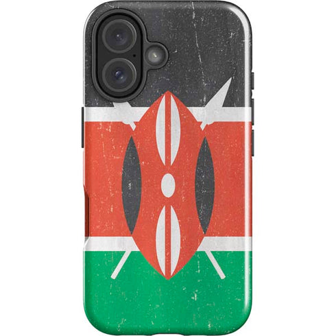 Kenya Flag Distressed iPhone 16 Plus Impact Case