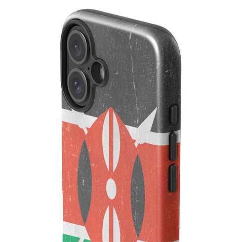 Kenya Flag Distressed iPhone 16 Plus Impact Case