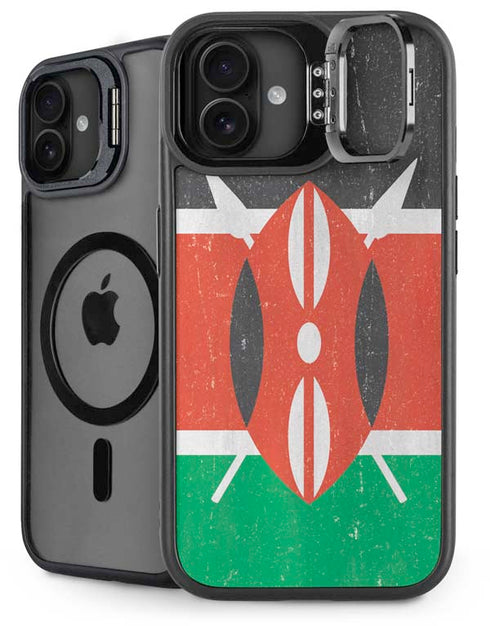 Kenya Flag Distressed iPhone 16 Plus Kickstand Case
