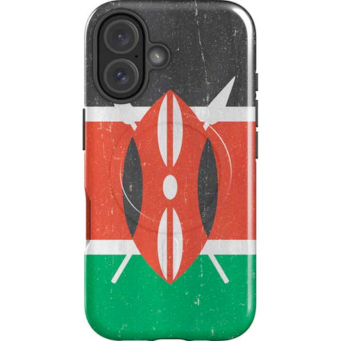 Kenya Flag Distressed iPhone 16 Plus Magsafe Impact Case