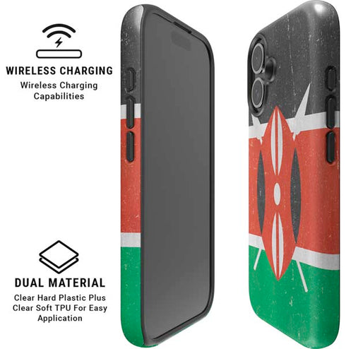 Kenya Flag Distressed iPhone 16 Plus Magsafe Impact Case