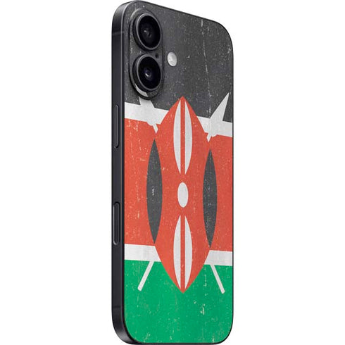 Kenya Flag Distressed iPhone 16 Plus Skin