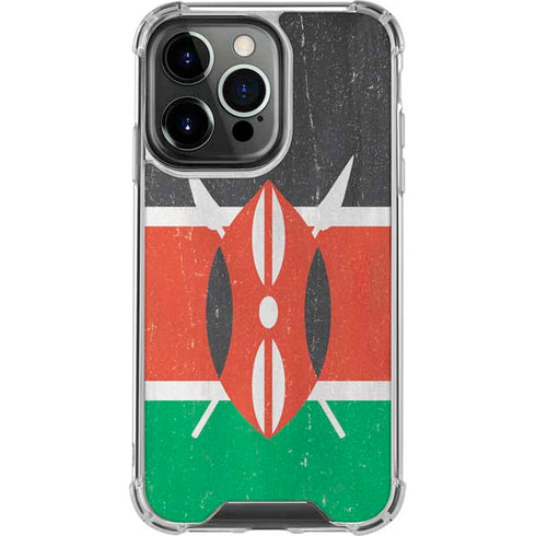 Kenya Flag Distressed iPhone 16 Pro Clear Case