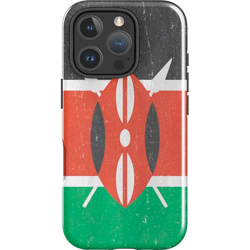Kenya Flag Distressed iPhone 16 Pro Impact Case