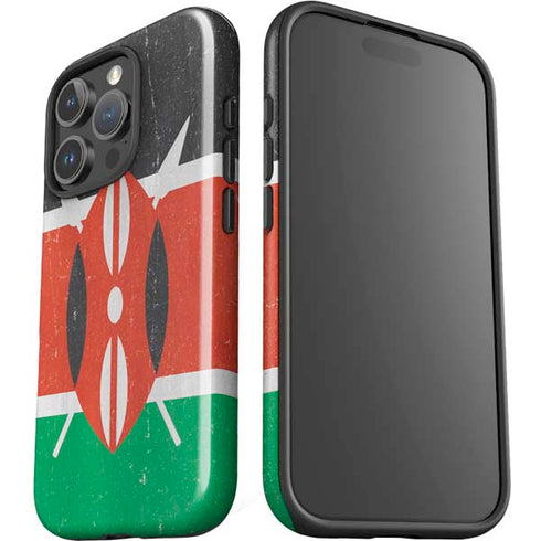 Kenya Flag Distressed iPhone 16 Pro Impact Case