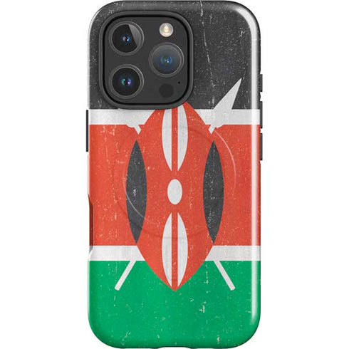 Kenya Flag Distressed iPhone 16 Pro Magsafe Impact Case