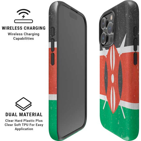 Kenya Flag Distressed iPhone 16 Pro Magsafe Impact Case