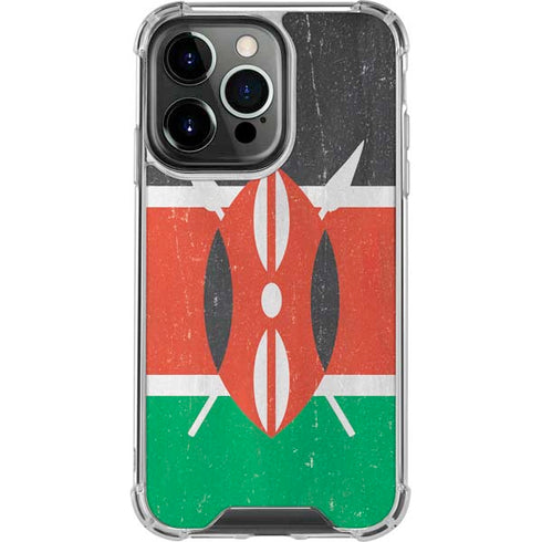 Kenya Flag Distressed iPhone 16 Pro Max Clear Case