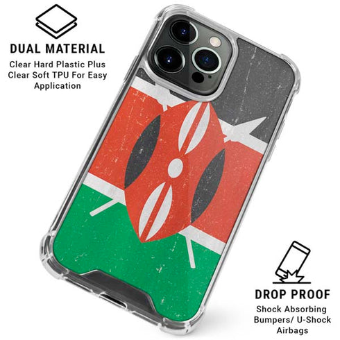 Kenya Flag Distressed iPhone 16 Pro Max Clear Case
