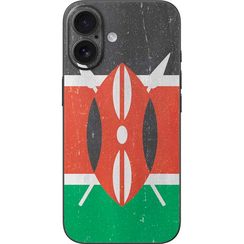 Kenya Flag Distressed iPhone 16 Skin