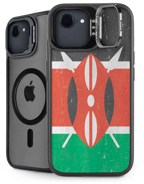 Kenya Flag Distressed iPhone 16e Kickstand Case